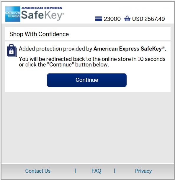 SafeKey Secure Online Shopping American Express